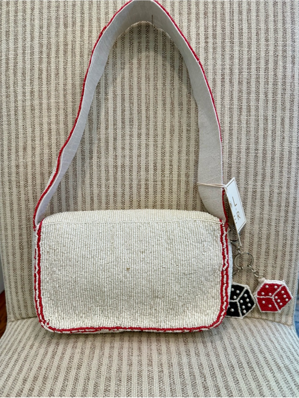Sol & Mer Beaded 'Feelin' Lucky' Cream Beaded Bag - Picture 3 of 9